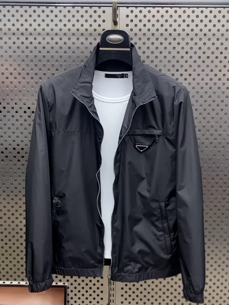 

Мужская модная куртка-пиджак с воротником-стойкой, премиум-качество, приталенный крой, новинка, весенне-осенняя коллекция