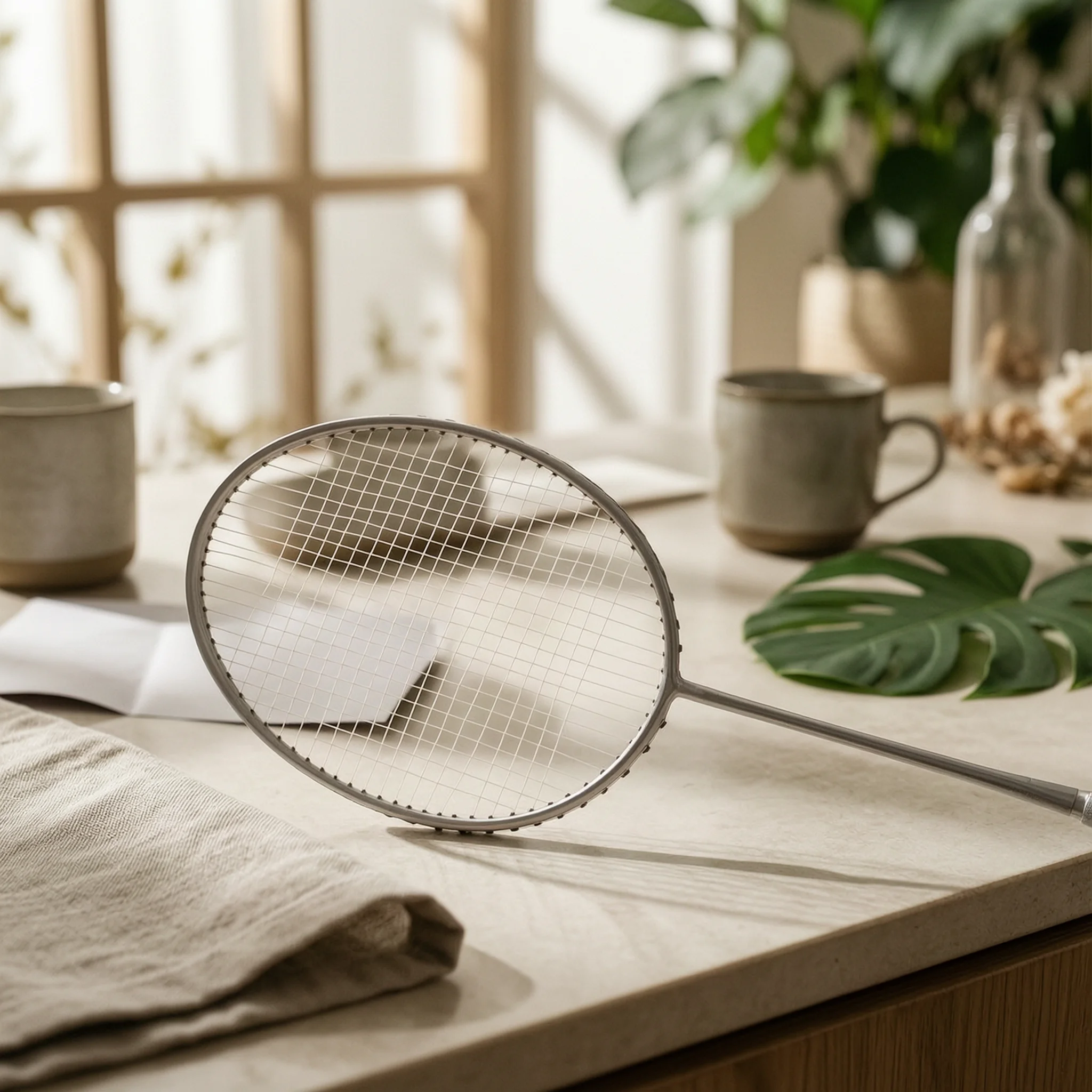 Raquette d'entraînement de badminton lestée avec poignée moletée antidérapante, équipement sportif robuste