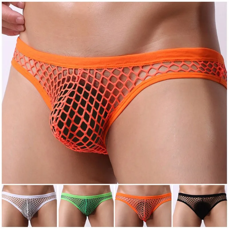 Sexy Men Transparent Briefs Mesh Underwear Breathable Male Panties Perspective Underpants Slips Homme Erotic Panties Hollow