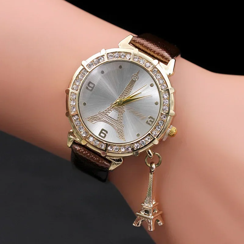 Hot Sales Women Wrist Watch Fashion Eiffel Tower Stainless Steel Quartz Watches Woman Clock Women Watch Female Reloj