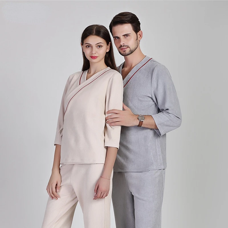 

Physical examination suit skin management work clothes Patient clothes center hospital gown long sleeve separate suit female lan