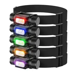 H05B Mini faro LED 18650 faro rosso verde viola UV blu giallo 6 colori Flash Head Lamp Light Flash Light Torch