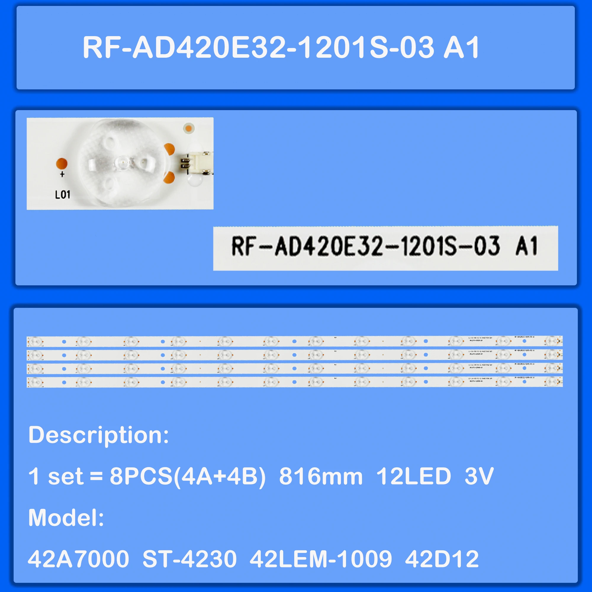 

LED Backlight strip for 42A7000 ST-4230 42LEM-1009 LE106S15FM LE106S16FM LE106N11FM LE106N11SM LE106S16SM LE-4219 42D12 LE-4229