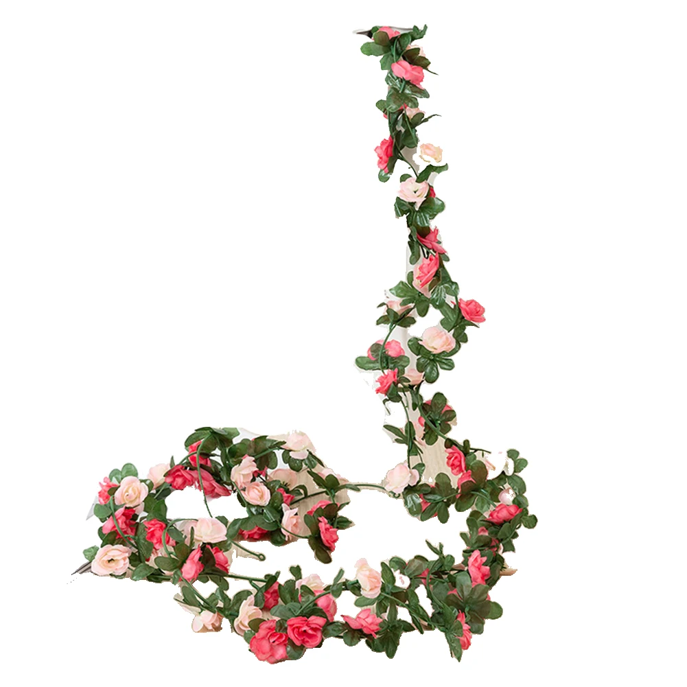 2.5 Meter Artificial Flowers Vine with 45 Roses for Wedding Decoration Wall Hanging Garland DIY Floral Styling and Interior Use