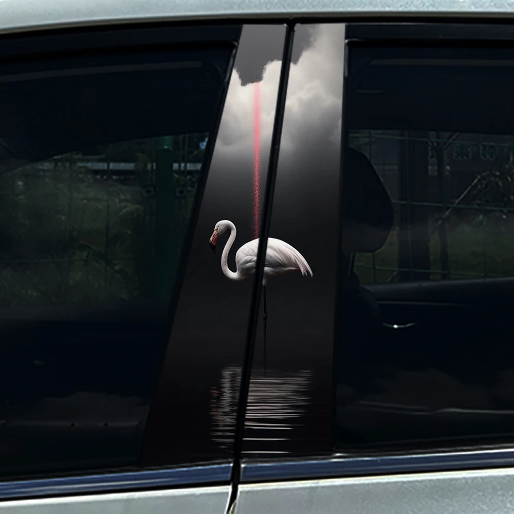2 pegatinas de vinilo impermeables con diseño de flamenco para el pilar B del coche, protector contra arañazos para modelos de coches universales
