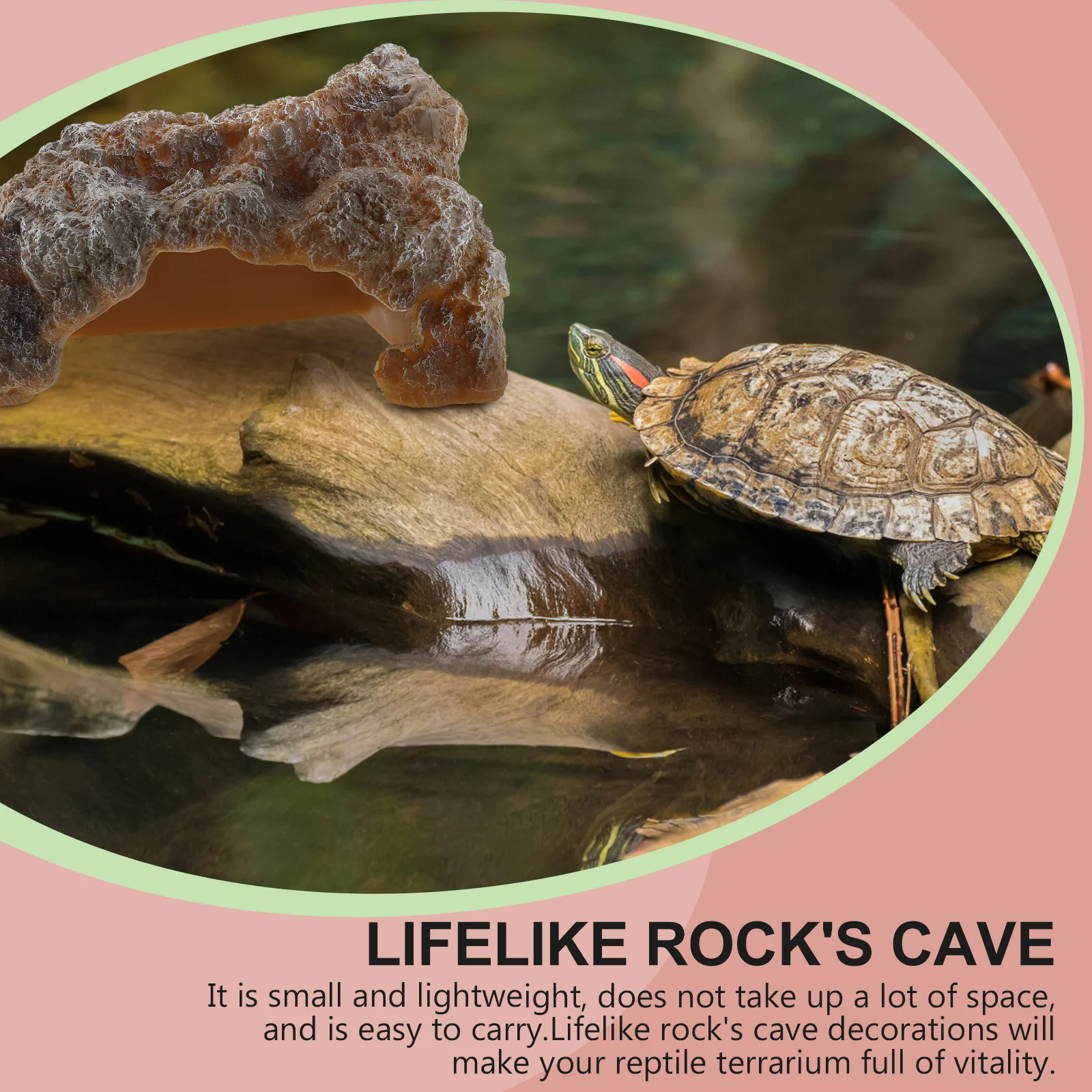 

Resin Rock Shelter For Reptiles Safe Lightweight Terrarium Decoration Brown Tortoise Basking Platform Fish Tank Climbing Rest