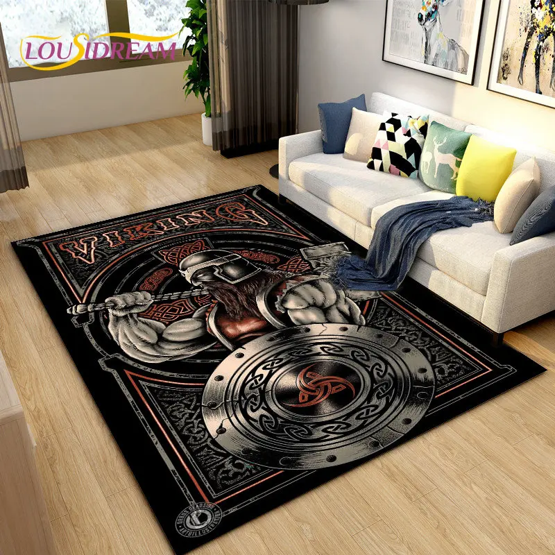 Vikings Nordic Mythology Odin Area Rug,Carpet Rug for Living Room Bedroom Sofa Doormat Decoration,Kids Play Non-slip Floor Mat