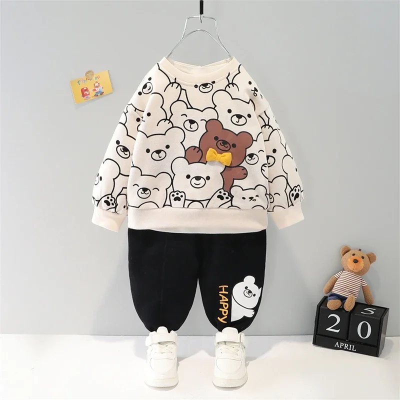 

2022 Spring Baby Girls Boys Clothing Sets Cartoon Bear Sweater Pants Kids Sportswear Children Clothes Toddler Infant Outfits