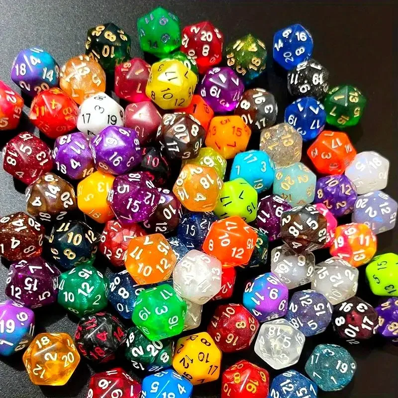 20-seitige, mehrfarbige Polyeder-Würfel, erstaunliche Glitzerwürfel für klare Zahlenanzeige, ideal für Partygeschenke – Detail 3