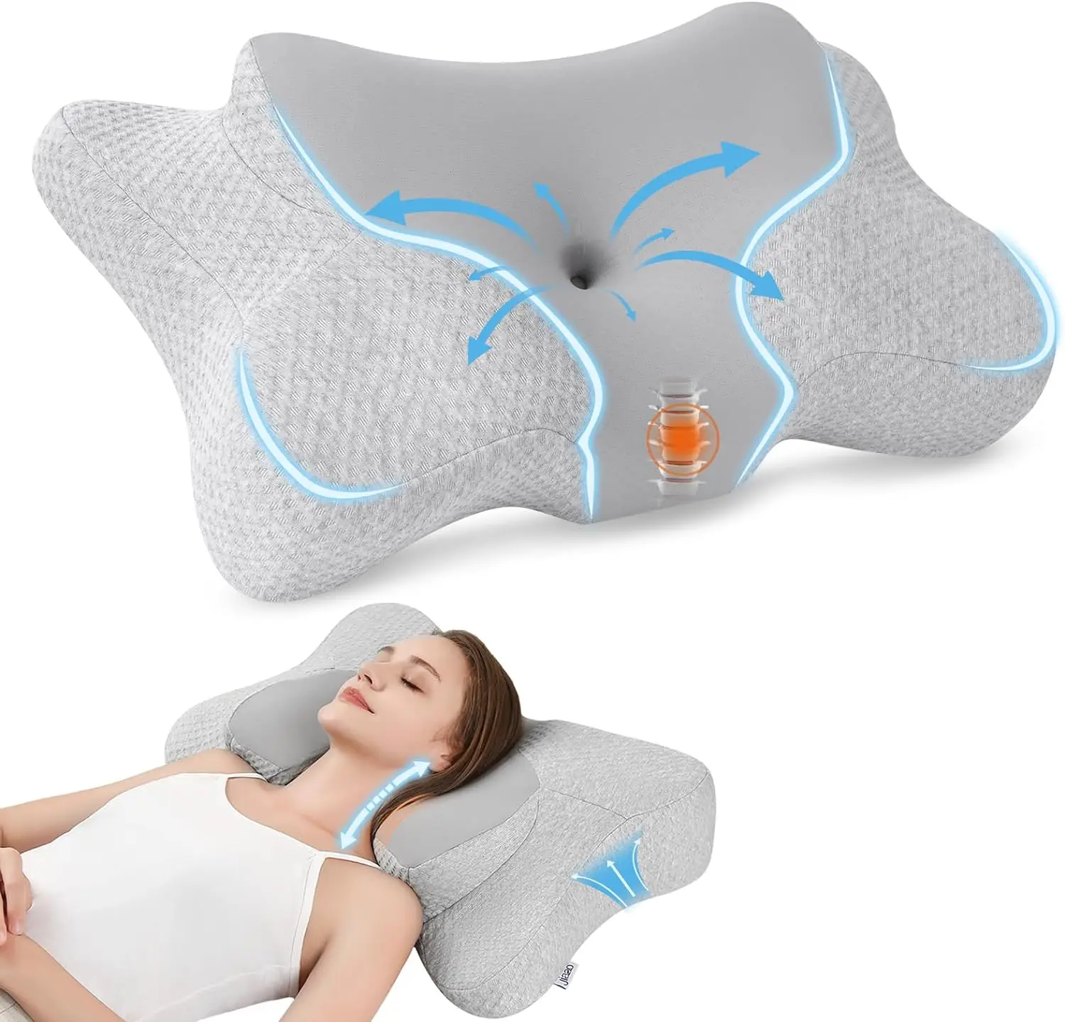 

jiaao Cervical Pillow Memory Foam Pillows, Memory Foam Pillows for Pain Relief Sleeping, Orthopedic Contour Pillows Side