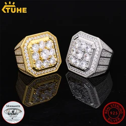 Moissanite Finger Rings Men Certificate Square Couple Ring For Women Luxury 925 Sterling Silver High Quality Hip Hop Jewelry