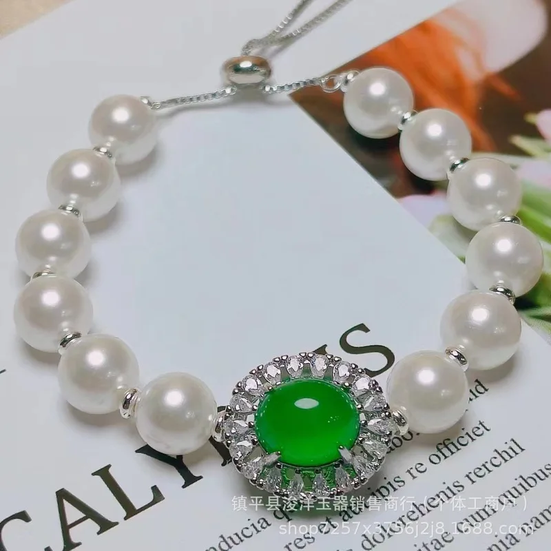 Influencer live-streamed jewelry: freshwater shell pearls, Brazilian chrysoprase, agate bracelet, hand accessory, gift-worthy, c