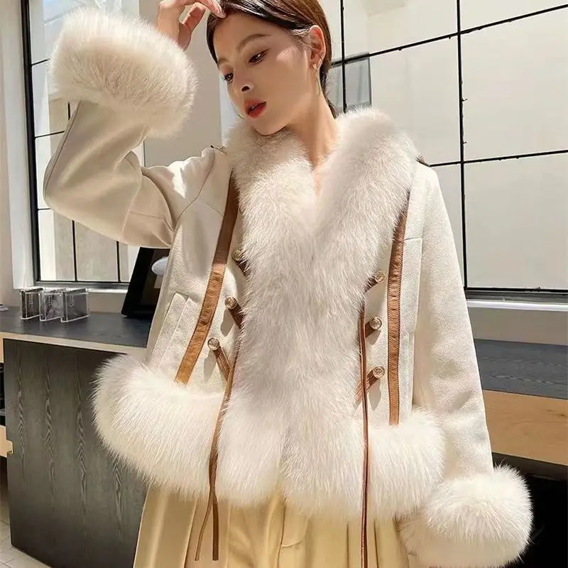 Imitation Fox Fur Coat for Women, Temperament, Loose Short Outwear, Female Fashion Leisure, Thick Warm Outcoat, Winter, New