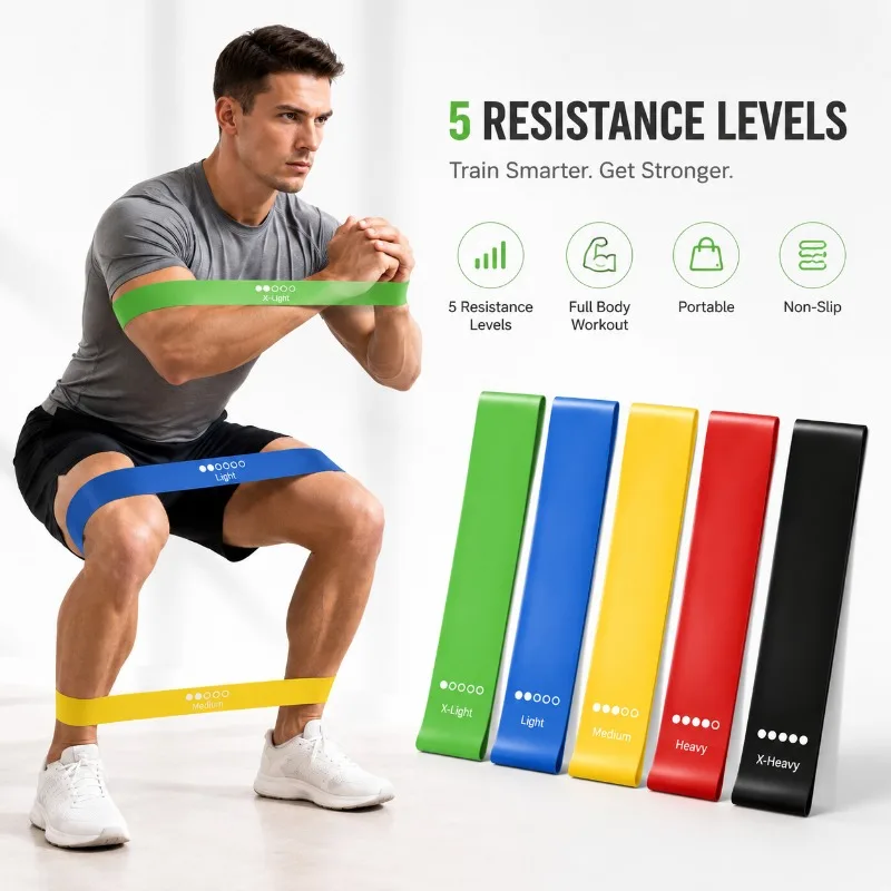 Ensemble de bandes de résistance, équipement de gym pour la remise en forme à domicile, bandes élastiques, équipement d'entraînement de force et d'agilité, pratique pour l'entraînement en salle de sport, la boxe