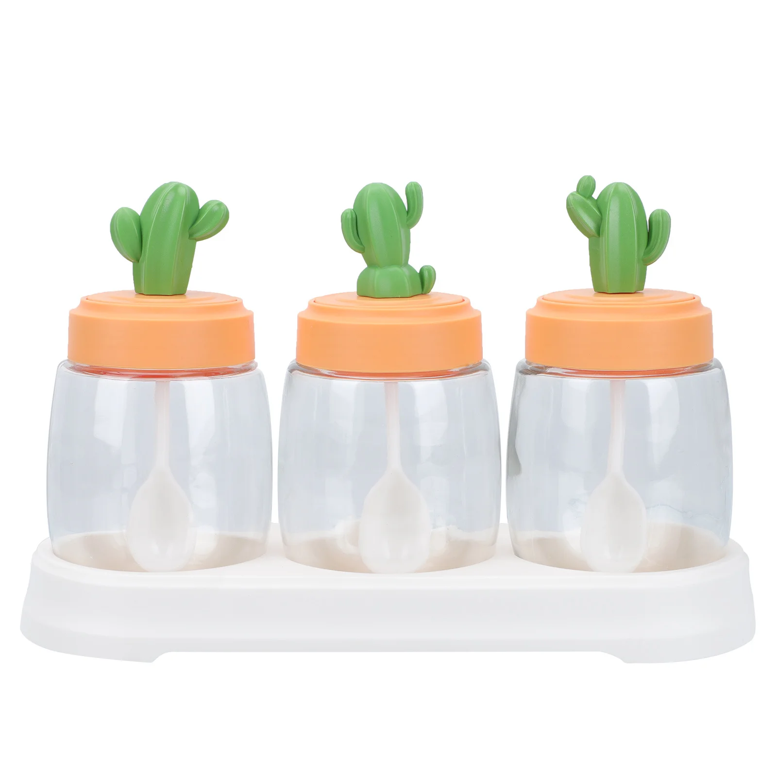 

3Pcs Seasoning Storage Boxes Glass Spice Jars with Spoon Sealed Kitchen Canisters Convenient Refillable