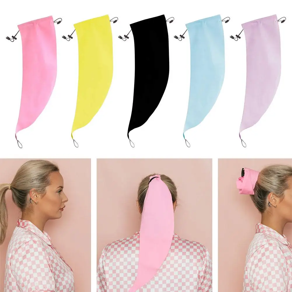 

Anti Wetting Shower Cap For Women Ponytail Design Waterproof Hair Protector Keep Dry Curly Night Cap Root Washing Accessories