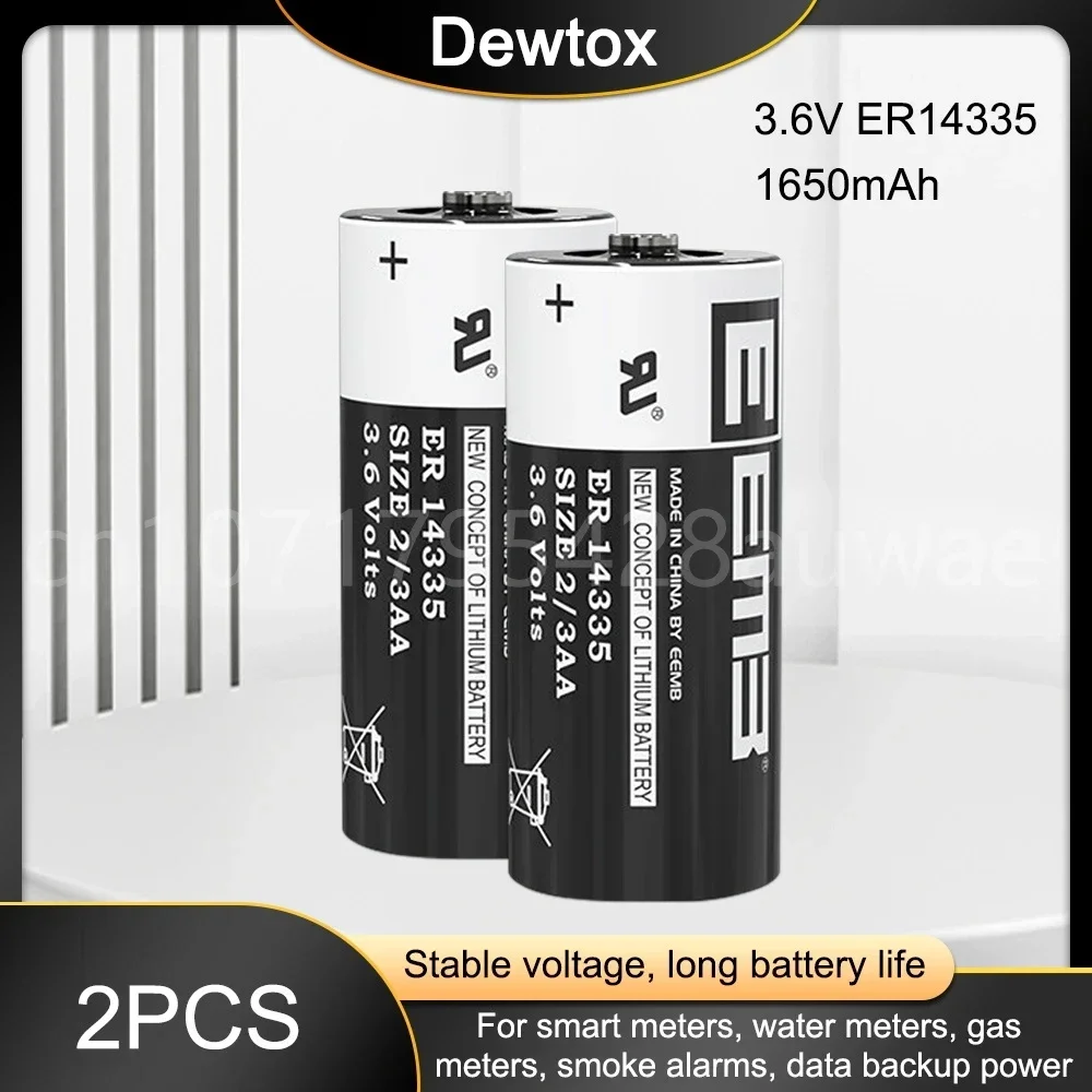 2PCS 2/3AA Size ER14335 14335 3.6V 1650mah Lithium Batteries High Energy Li-ion Instrument Battery for Smart Meter