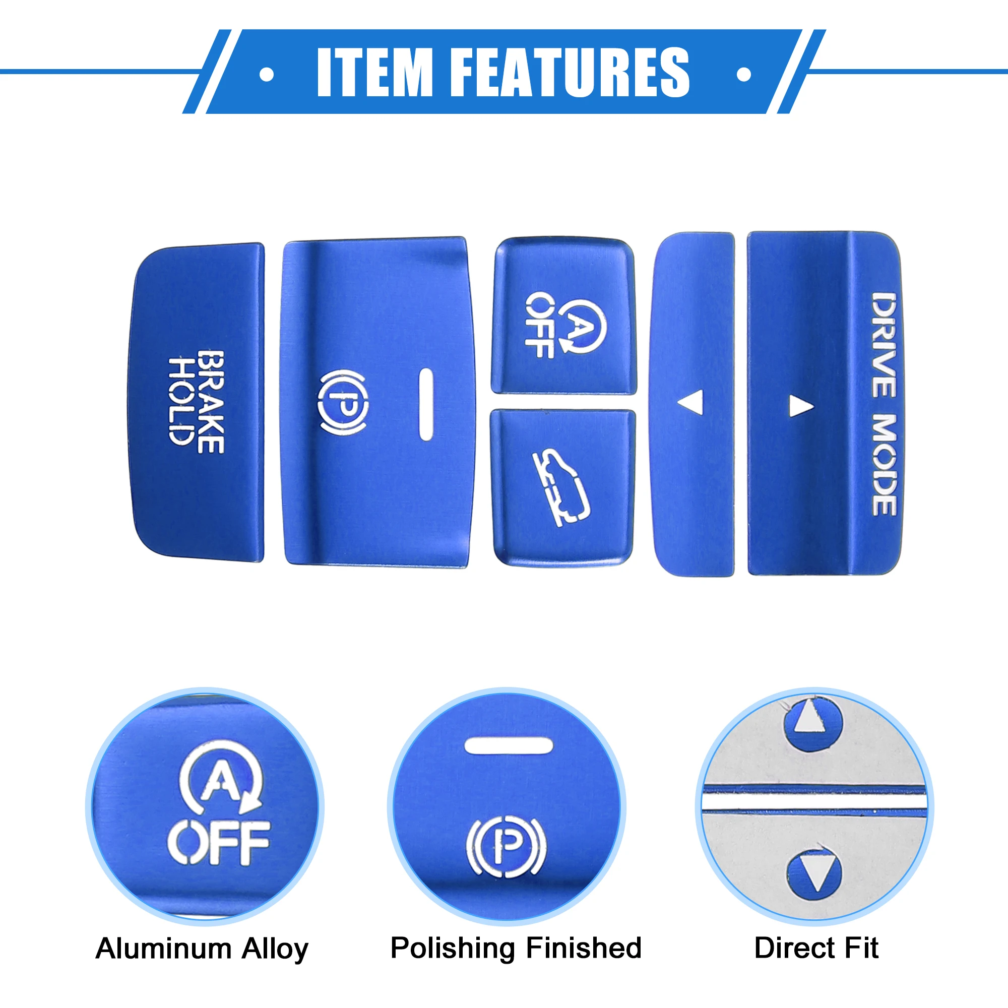 

UXCELL 6 Pcs Car Center Console Electronic Handbrake Drive Mode Switch Button Cover Trim Compatible for Honda CR-V 2023 Blue