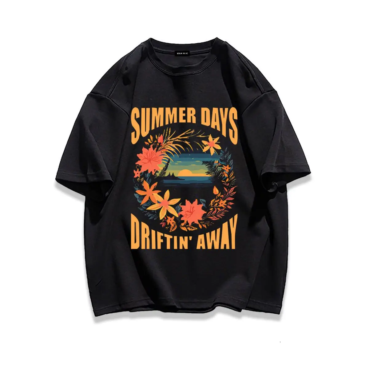 

Футболка с короткими рукавами и принтом американского ретро-заката и пейзажа, мужская и женская летняя универсальная модная футболка Top Tide