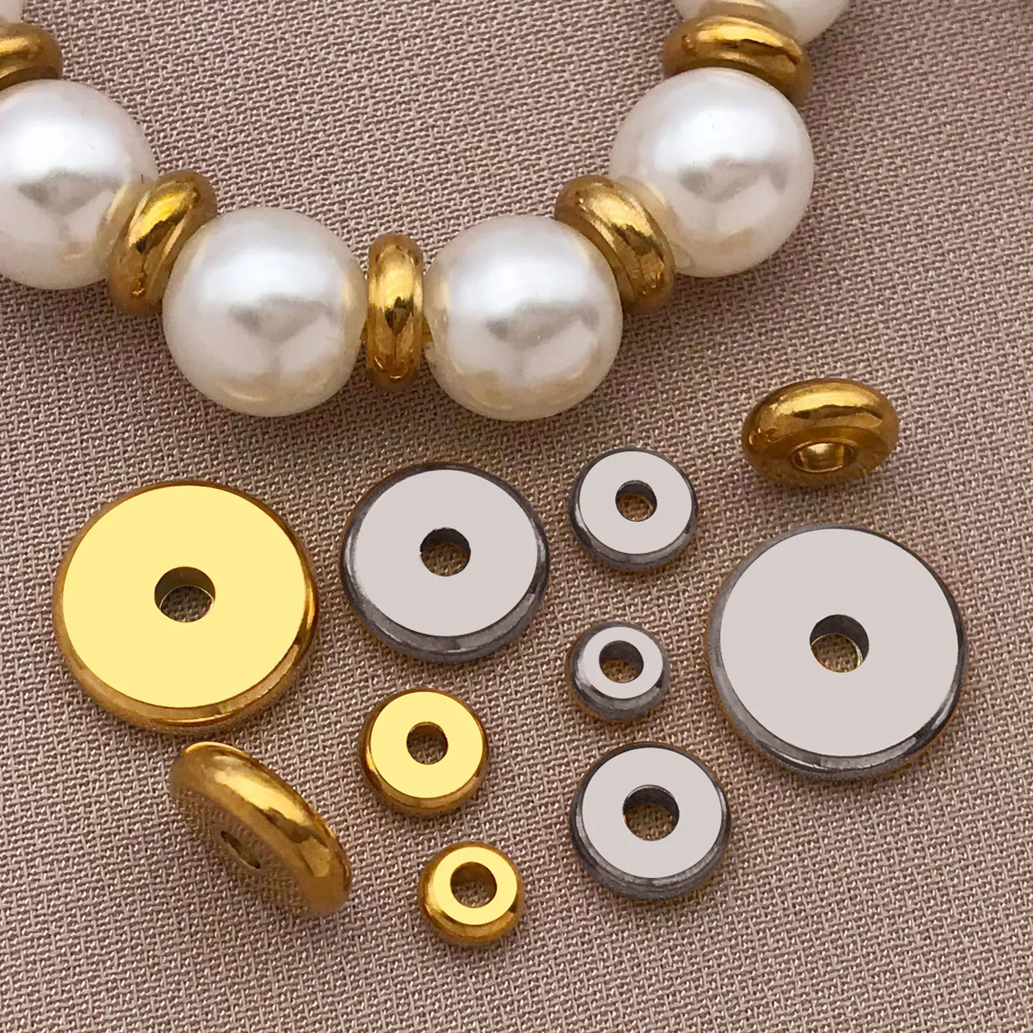 20개/세트 변색 없는 스테인리스 스틸 비즈 플랫 라운드 스페이서 비즈 골드 컬러 비즈 DIY 팔찌 쥬얼리 제작 액세서리