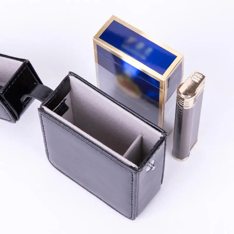 

Lighter Cigarettes Case Box PU Leather Solid Color Cigarettes Box Lighter Case Retro Large Capacity Cigarettes Lighter Boxes