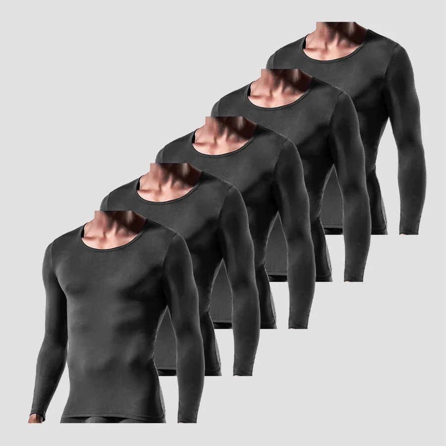 

5 шт., мужская осенне-зимняя тонкая теплая куртка Modell с круглым вырезом, нижнее белье, тонкая подкладка с длинными рукавами