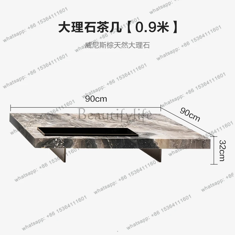 

yj19 Italian natural marble square coffee table combination home Nordic style light luxury