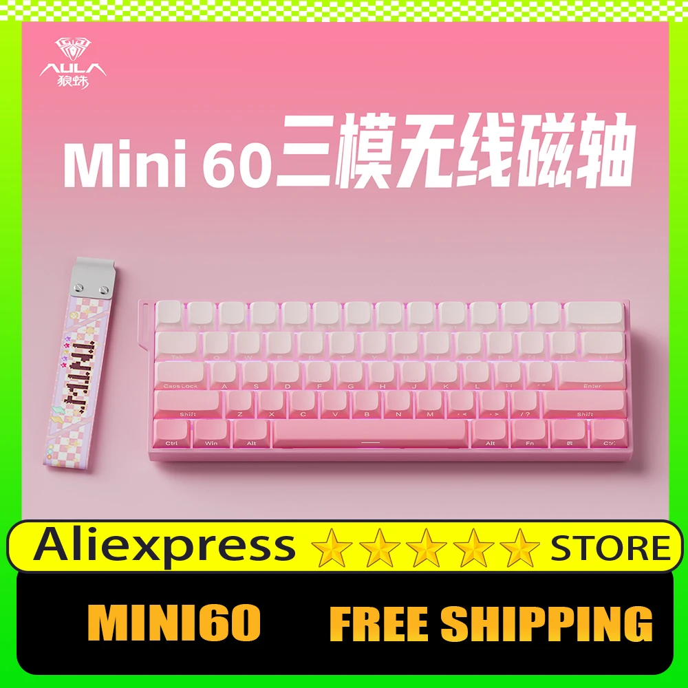

AULA Mini60HE Magnetic Switch Gaming Keyboard RGB 8K 0.01mmRT Low Delay Wireless Tri-Mode Custom Keyboard PC Accessories Gifts