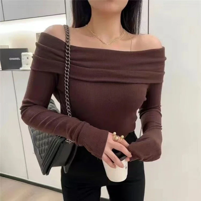 Pull Femme Jumper Pullover Shirts for Women 2024 Spring Slim Solid Sueter Mujer Knitwear Tops Sweater  Elegant White