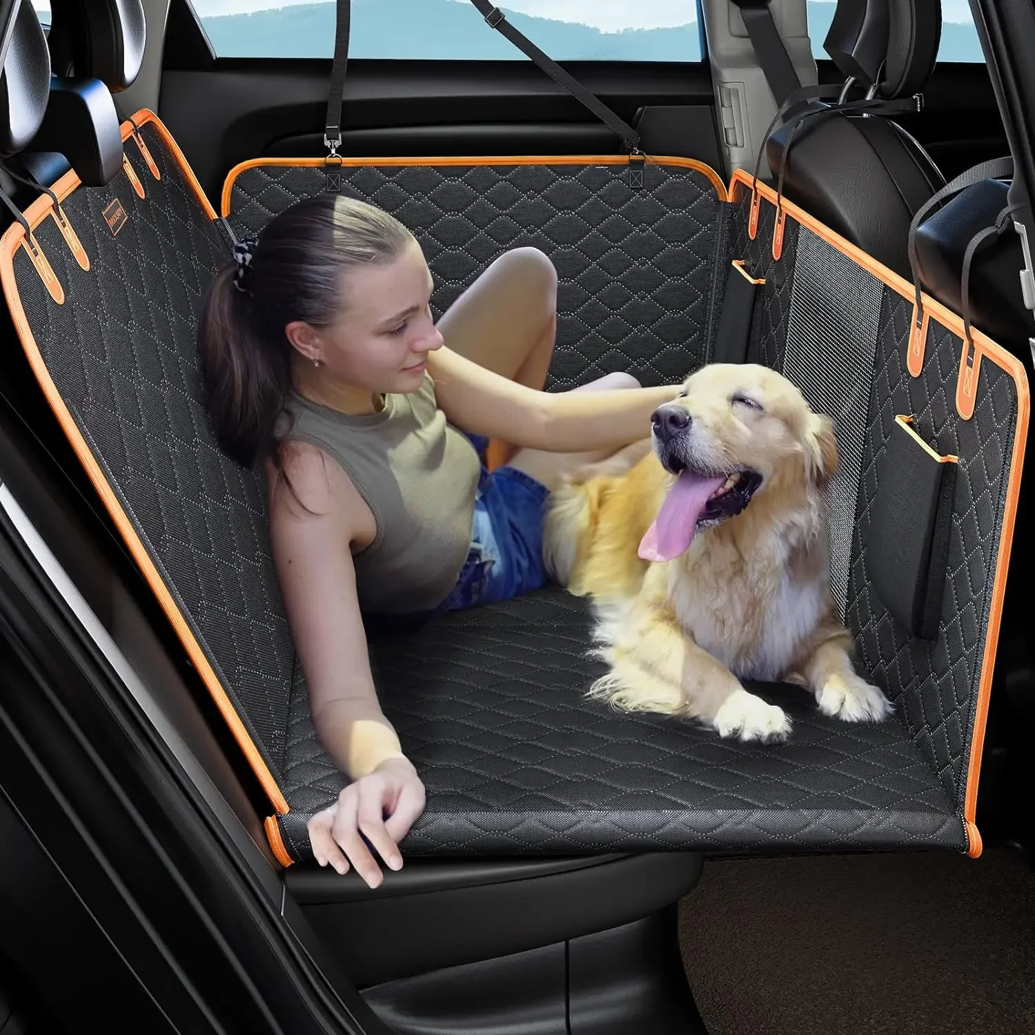 600D Pet Car Cushion Car Rear Seat Dog Car Seat Cushion Suitable for Many Models Waterproof Anti-fouling Pet Cushion