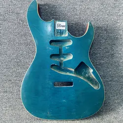 EB244 Custom Order ST Electric Guitar Blue Quilted Maple+Solid Ash Wood Unfinished for Replace and DIY