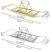 High Quality Bathroom Stainless Steel Adjustable Bathtub Tray Rack