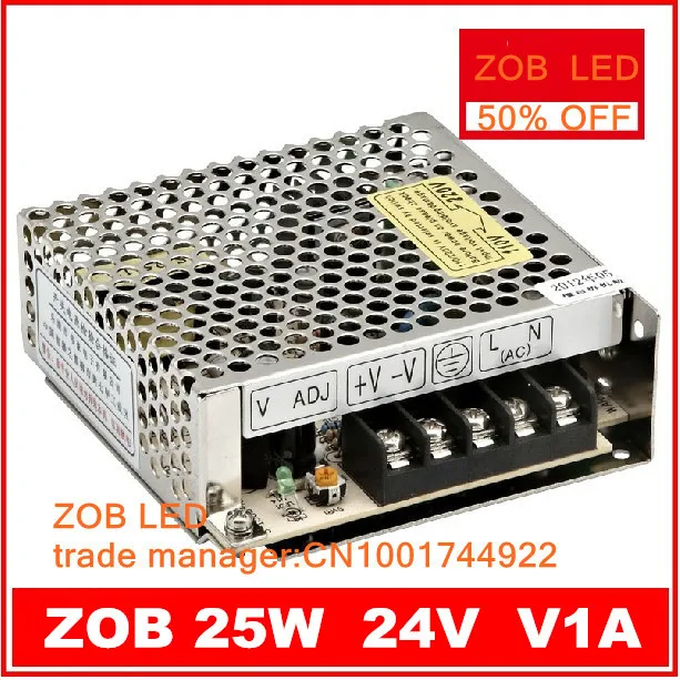 25W 1A  24V LED Switching Power Supply,100~120V/200~240V AC input,Output power suply 24V  in stocks--2PCS/LOT