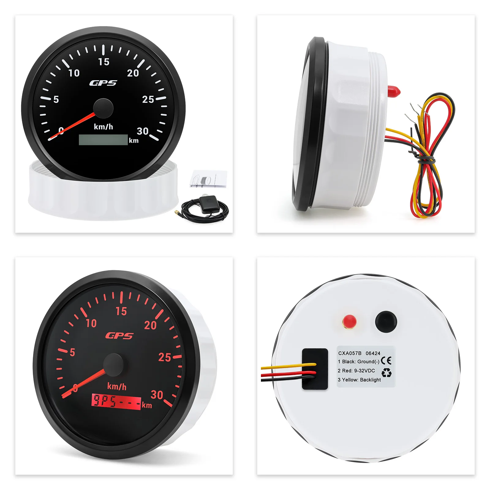 7 Color Light 110mm GPS Speedometer Gauge with Antenna 30KMH,60KMH,120KMH,200KMH,80KMH Odometer for Auto Car Marine Boat custom