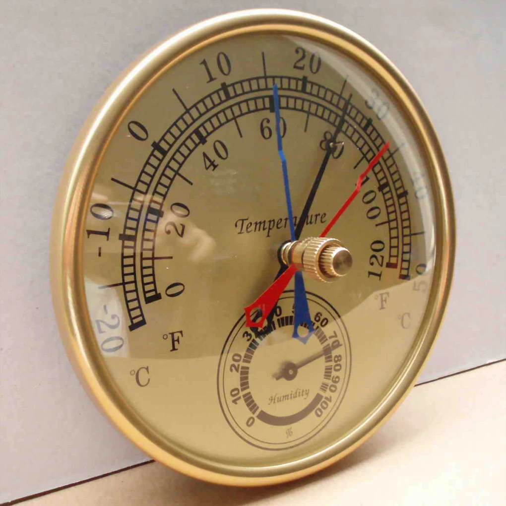 Imagem -03 - Mini Medidor de Temperatura Redonda e Higrômetro 2-em Termômetro Analógico Monitor Medidor de Umidade Interior Escritórios Ponteiro