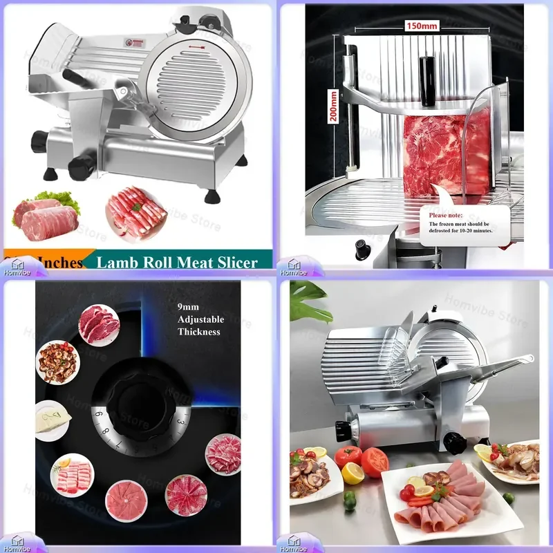 8 Inch or 10 Inch Electric Meat Slicer Machine for Home Kitchen Sausage Mutton Beef Slice Cutting Processor Food Slicing