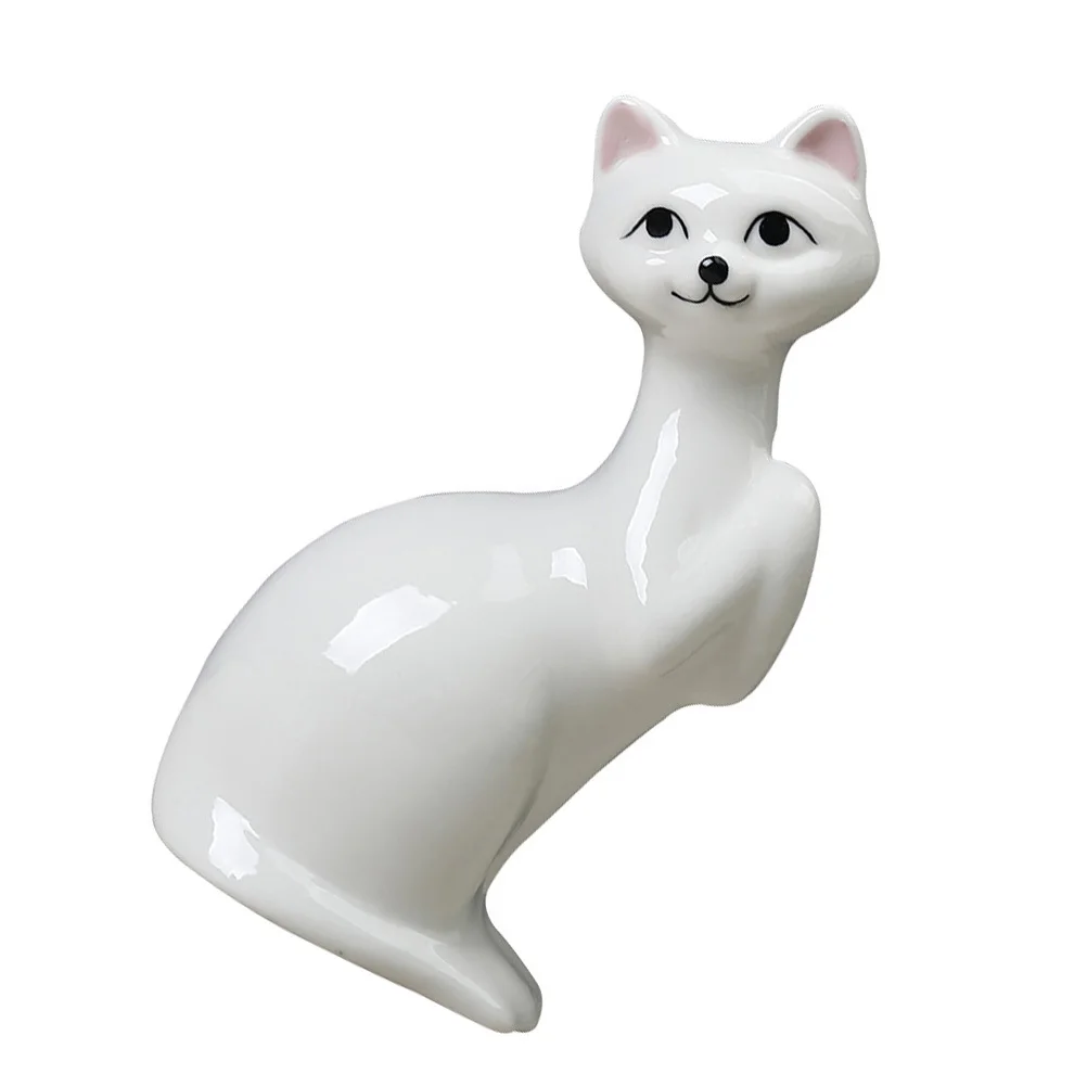 

1Pcs Ceramic Flower Vase Cat-Shaped Mini Lovely Decorative Home Office Desktop Adornment White Smooth Anti-Slip Bottom Natural