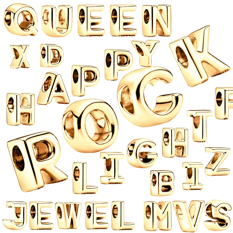 

DIY Jewelry Gold Letters 26-Letter Gold Plated Pendant For Valentine Birthday Gift For Girl Mom Friend Fit Original Bracelet