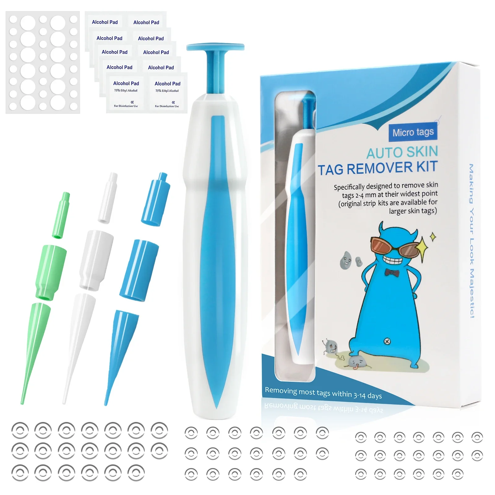 3 In1 무통 자동 스킨 태그 두더지 사마귀 제거 키트 청소 도구 얼굴 스킨 케어 바디 사마귀 도트 트리트먼트 리무버 미용 건강