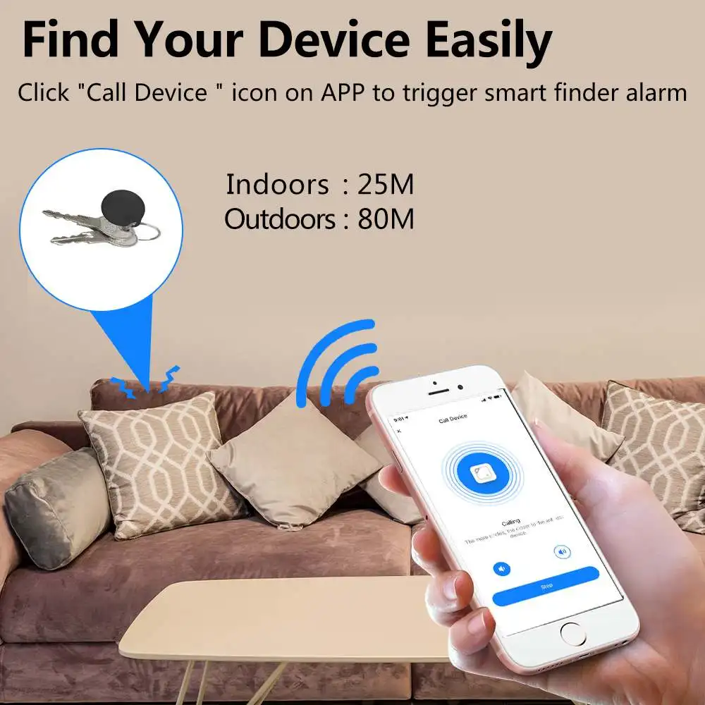 Tuya bluetooth Anti-Lost Finder Wireless Mini GPS Tracker APP Search Location Alarm Portable for Phone Suitcase Pet Key Finder