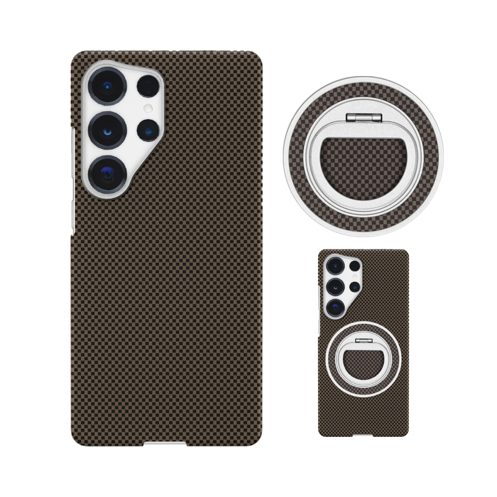 

2-In-1 MagSafe Case for Samsung Galaxy S25Ultra & S24Ultra Carbon Fiber Texture Ultra-thin Shockproof &1 Magnetic Stand Case Set