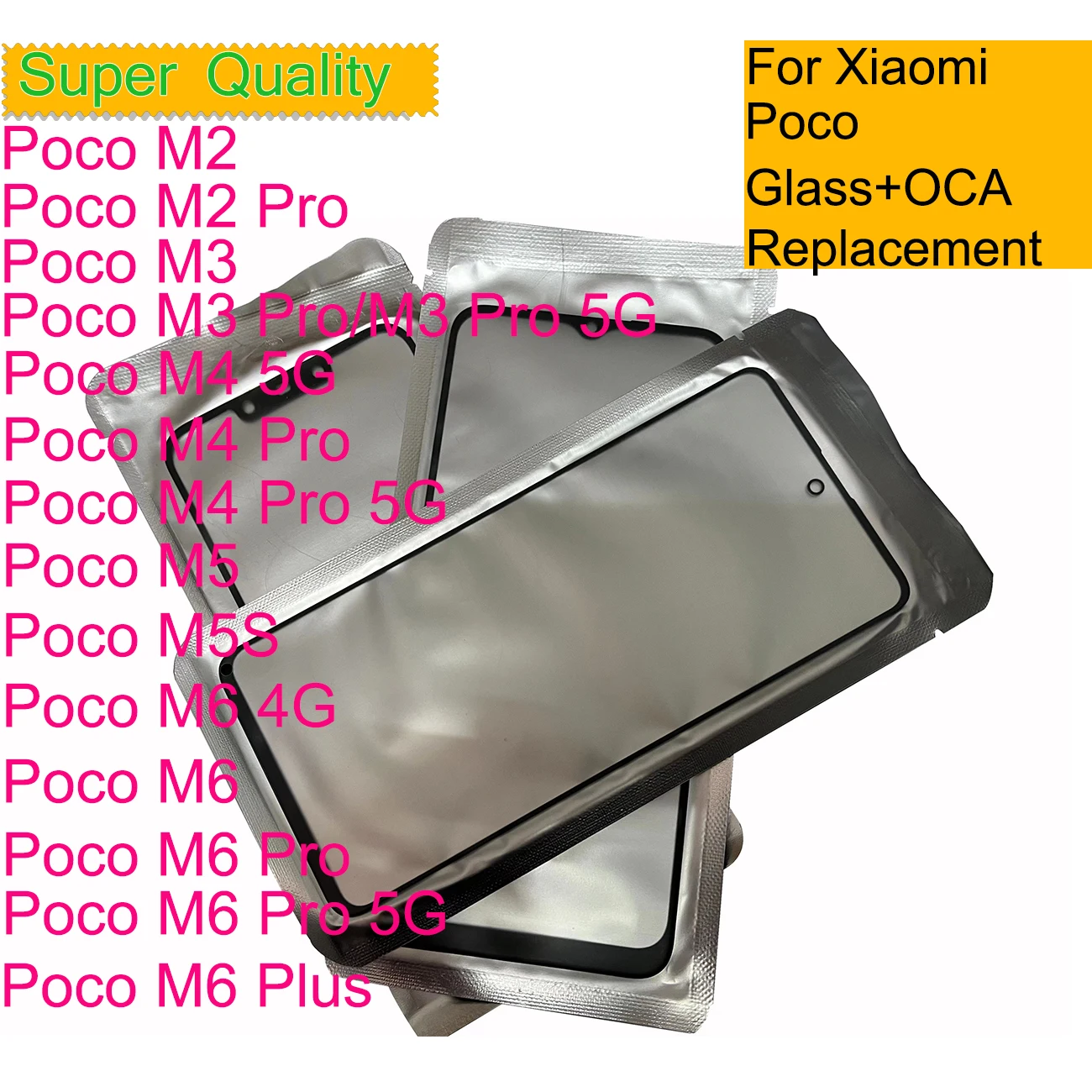 

10Pcs/Lot For Xiaomi Poco M2 M3 M4 5G M5 M5S M6 Pro Plus 4G Touch Screen Panel Front Outer Glass Lens With OCA Replacement