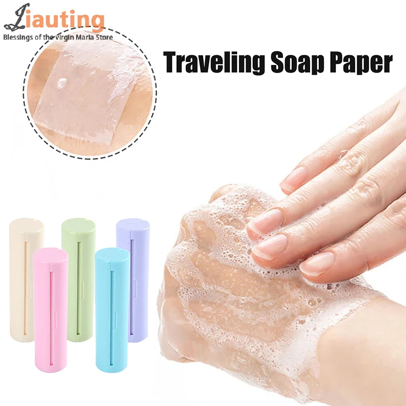 120 cm lengte wegwerp zeeppapier voor reizen wassen hand mini-papier zeep geurende plakvel bad schoonmaakproducten