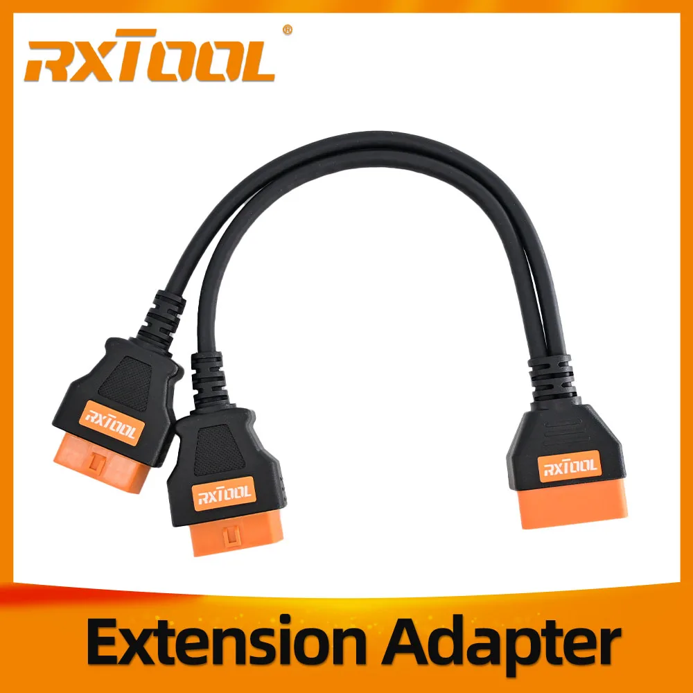 

RXTOOL OBDII ODB 2 Extension Cable OBD2 Connector 16Pin Splitter Cable 1 Male to 2 Female 1Ft 24AWG Extension Adapter