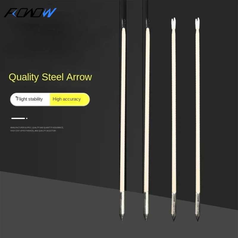 ROWOW 12/24 Pcs Steel-Tipped Arrows Mini Compound Bows Universal Accessories Indoor Archery Competitions Target Shooting