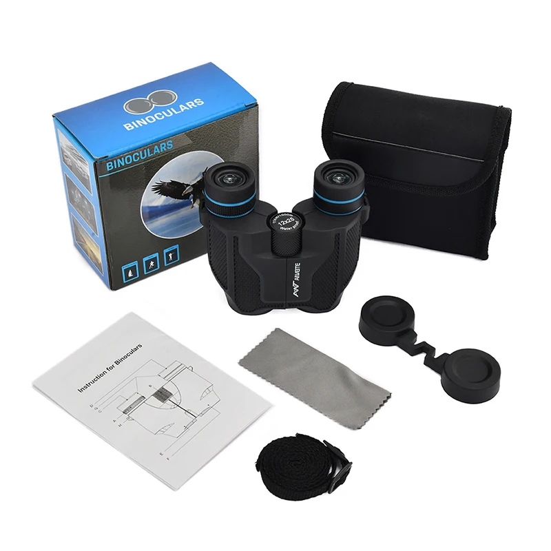 Telescópio binocular portátil, hd preto, impermeável, 12x25, ao ar livre, camping, caminhadas, caça