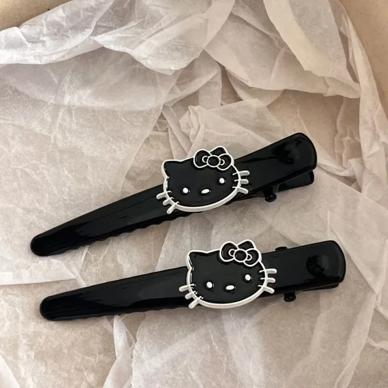 New Model Korean Style Black Skin Black Hello Kitty Cute Cartoon Hair Clip for Bangs Headwear Hair Accessory Broken Hair Clip