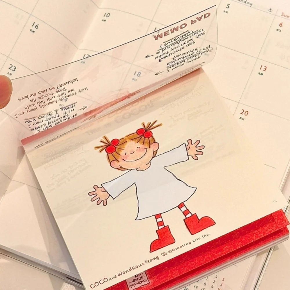 COCO Mini Cute Memo Pad Acrylic Transparent Cover Notebook Daily Record Travel Book Kawaii Color Inner Page Portable Pad Book