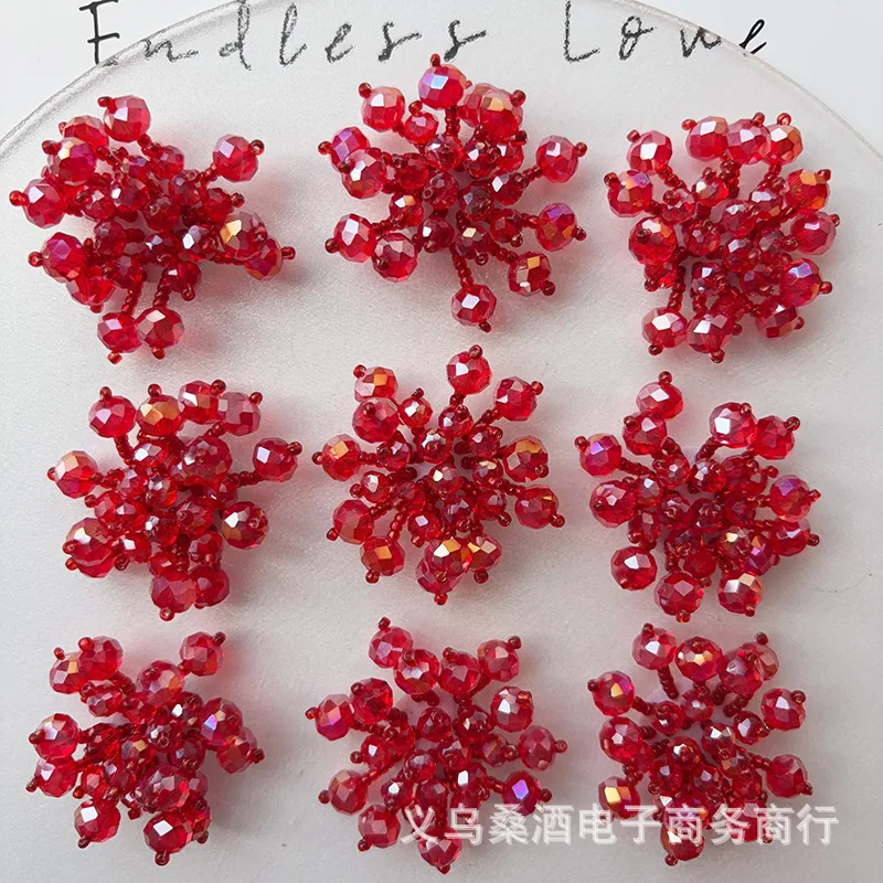 Hand Stitched Crystal Beaded Flower Embellishment for Clogs Garment Accessory DIY Beaded Shoe Charms Buckle Premium Quality