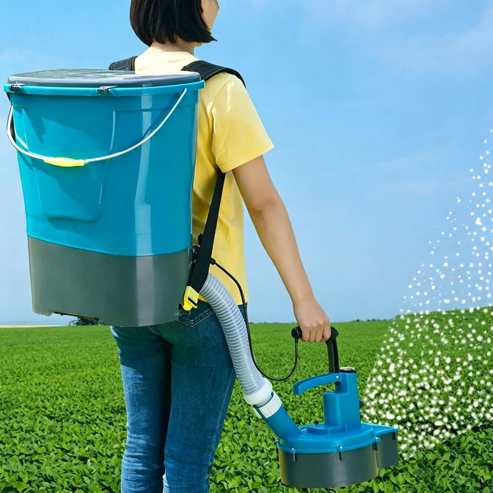 

Разбрасыватель удобрений с прецизионной насадкой-соплом, универсальный, прочный, компактный, легкий, аксессуары для подкормки, дальность 5 м, синий, сменный